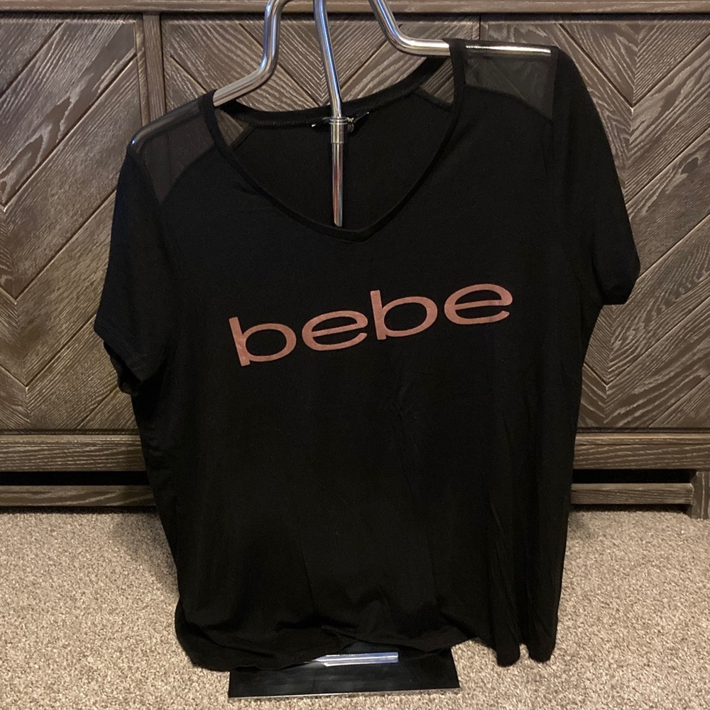 Bebe Black Tee with Pink Logo